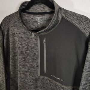 G.H. BASS & CO. Half-Zip Pullover XL Men's Grey Long Sleeve Fleece Lined Shirt